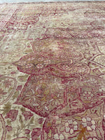 10’3 x 11’6 Antique floral design Kerman Lavar rug #1970ML / 10x12 Vintage rug - Blue Parakeet Rugs