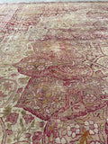 10’3 x 11’6 Antique floral design Kerman Lavar rug #1970ML / 10x12 Vintage rug - Blue Parakeet Rugs