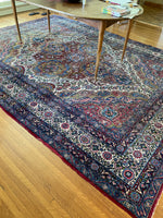 8'8 x 11'8 Antique Persian Mashhad rug #2226 / 9x12 Vintage Rug - Blue Parakeet Rugs