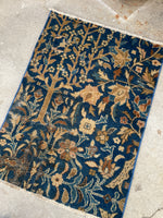 1’8 x 2’4 Antique Agra Mat #2232 - Blue Parakeet Rugs