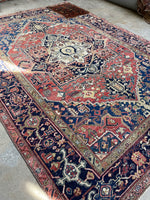 7’6 x 10’7 Antique Persian Heriz Rug #2757 - Blue Parakeet Rugs