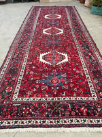 5’2 x 12’8 Vintage Persian Gharajeh Runner #2353 / 5x13 Vintage Runner - Blue Parakeet Rugs