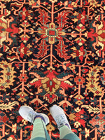 8’7 x 11’9 midnight blue Antique Heriz Rug / 9x12 vintage rug (#1083) - Blue Parakeet Rugs