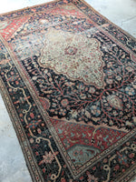 6’10 x 10’ Timeworn Antique Ferahan rug #2299 / Antique Oriental Rug - Blue Parakeet Rugs