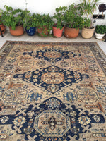 8’5 x10’5 Soumak Flatweave Rug / Large Caucasian rug - Blue Parakeet Rugs
