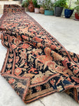 3’7 x 16’9 Rose Garden Antique Karabagh Runner (#907) / 4x17 vintage runner - Blue Parakeet Rugs