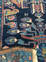 3’6 x 12’8 Indigo Blue Antique Bakhtiari Runner - Blue Parakeet Rugs