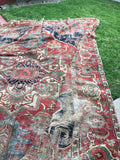 8'8 x 12'2 Rusty n Worn Serapi Heriz Rug - Blue Parakeet Rugs