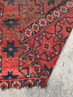 2’9 x 3’5 Star Afghani scatter rug #2474 / small vintage Rug - Blue Parakeet Rugs