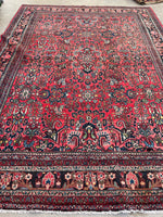 9’ x 12’1 Antique Berry Persian Dargazin Rug #2401 / 7x10 vintage rug - Blue Parakeet Rugs