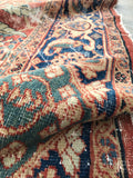 9’4 x 10’8 Love-worn Persian Mahal Rug / large distressed vintage rug (#1016) - Blue Parakeet Rugs