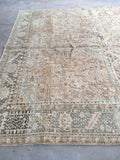 8’10 x 12’ Muted Vintage Persian Heriz Rug / 9x12 Large Vintage Rug (#1129) - Blue Parakeet Rugs