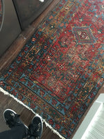 2’8 x 10’11 Worn to Perfection Heriz Runner - Blue Parakeet Rugs