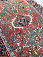 3’8 x 4’6 Antique Persian Heriz Jr (#978) - Blue Parakeet Rugs