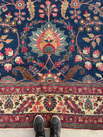 10'4 x 13' Antique Persian rug #1838 / Large Vintage Rug / 10x13 Vintage Rug - Blue Parakeet Rugs