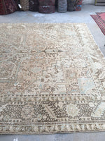 8’10 x 12’ Muted Vintage Persian Heriz Rug / 9x12 Large Vintage Rug (#1129) - Blue Parakeet Rugs