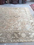 8’10 x 12’ Muted Vintage Persian Heriz Rug / 9x12 Large Vintage Rug (#1129) - Blue Parakeet Rugs