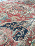 8'8 x 12'2 Rusty n Worn Serapi Heriz Rug - Blue Parakeet Rugs