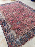 7'1 x 9'6 Dusty Rose Persian Mahal rug #2075 / 7x10 Vintage Rug - Blue Parakeet Rugs