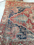 8'8 x 12'2 Rusty n Worn Serapi Heriz Rug - Blue Parakeet Rugs