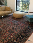 8'3 x 11'9 antique Persian coral Mahal rug - Blue Parakeet Rugs