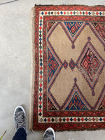 4'2 x 9'3 Antique camel hair runner (#835) / 4x9 vintage rug - Blue Parakeet Rugs