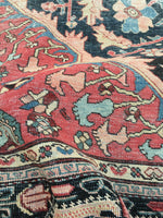 6’10 x 10’ Timeworn Antique Ferahan rug #2299 / Antique Oriental Rug - Blue Parakeet Rugs