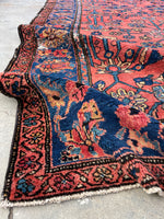 8'3 x 13' Antique 1920s watermelon ground Mahal rug #2065 / 8x13 Vintage Rug - Blue Parakeet Rugs