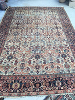 8’10 x 12’ antique ivory Persian Mahal (#1143ML) - Blue Parakeet Rugs