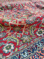 10'3 x 11’7 Antique 1920s village rug (#1371) - Blue Parakeet Rugs