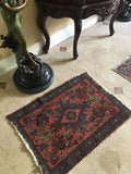 2’ x 2’9” Antique Love Worn Lilihan Rug - small antique rug - Blue Parakeet Rugs