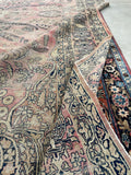 7’8 x 13’5 Antique worn and muted Persian Kerman Lavar rug #1975ML / 8x13 Vintage rug - Blue Parakeet Rugs
