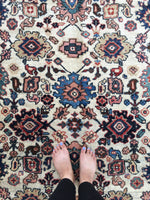 7’5 x 10’1 antique ivory Persian Mahal (#1258) / 8x10 large vintage rug - Blue Parakeet Rugs