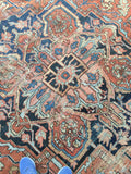 9’8 x 12’3 Antique Heriz with baby blue medallions (#842) - Blue Parakeet Rugs