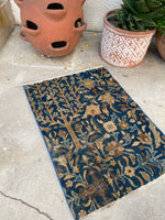 1’8 x 2’4 Antique Agra Mat #2232 - Blue Parakeet Rugs