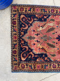 2’4 x 4’9 Peacock scatter rug #2424 / Antique Oriental Rug Runner - Blue Parakeet Rugs