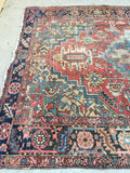 8’3 x 11’ Antique Persian Heriz (#973T) - Blue Parakeet Rugs