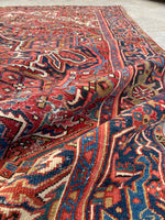 7’10 x 10’8 Antique Persian Heriz #2366 - Blue Parakeet Rugs