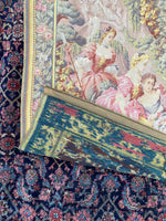 4'3 x 4'7 Antique French Tapestry with silk - Blue Parakeet Rugs