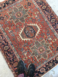 3’8 x 4’6 Antique Persian Heriz Jr (#978) - Blue Parakeet Rugs