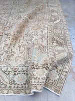 8’10 x 12’ Muted Vintage Persian Heriz Rug / 9x12 Large Vintage Rug (#1129) - Blue Parakeet Rugs