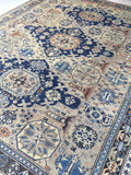 8’5 x10’5 Soumak Flatweave Rug / Large Caucasian rug - Blue Parakeet Rugs