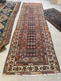 3'9" x 12'9" Kurdish Runner #2274 / Antique Runner / rug runner / Oriental Rug - Blue Parakeet Rugs