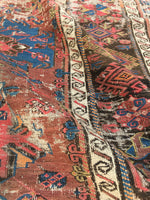 9’ x 10’10 worn Antique Soumak Flatweave Rug - Blue Parakeet Rugs