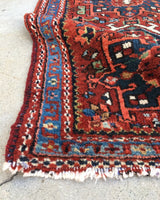 2’ x 2’8 Gharajeh Heriz scatter rug #391 - Blue Parakeet Rugs