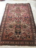 5 x 8 antique Cacausus rug with eagle art (#1294ML) - Blue Parakeet Rugs