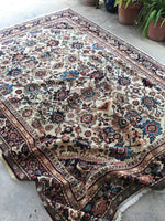 7’5 x 10’1 antique ivory Persian Mahal (#1258) / 8x10 large vintage rug - Blue Parakeet Rugs