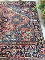 7’5 x 10’10 Antique Persian Heriz / Large vintage rug / 8x11 vintage rug (#1226ML) - Blue Parakeet Rugs