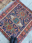 3’5 x 3’11 Antique Heriz - Blue Parakeet Rugs