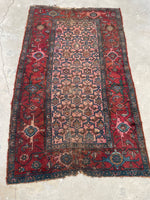 4’ x 6’8 Worn Antique Persian Kurdish rug - Blue Parakeet Rugs
